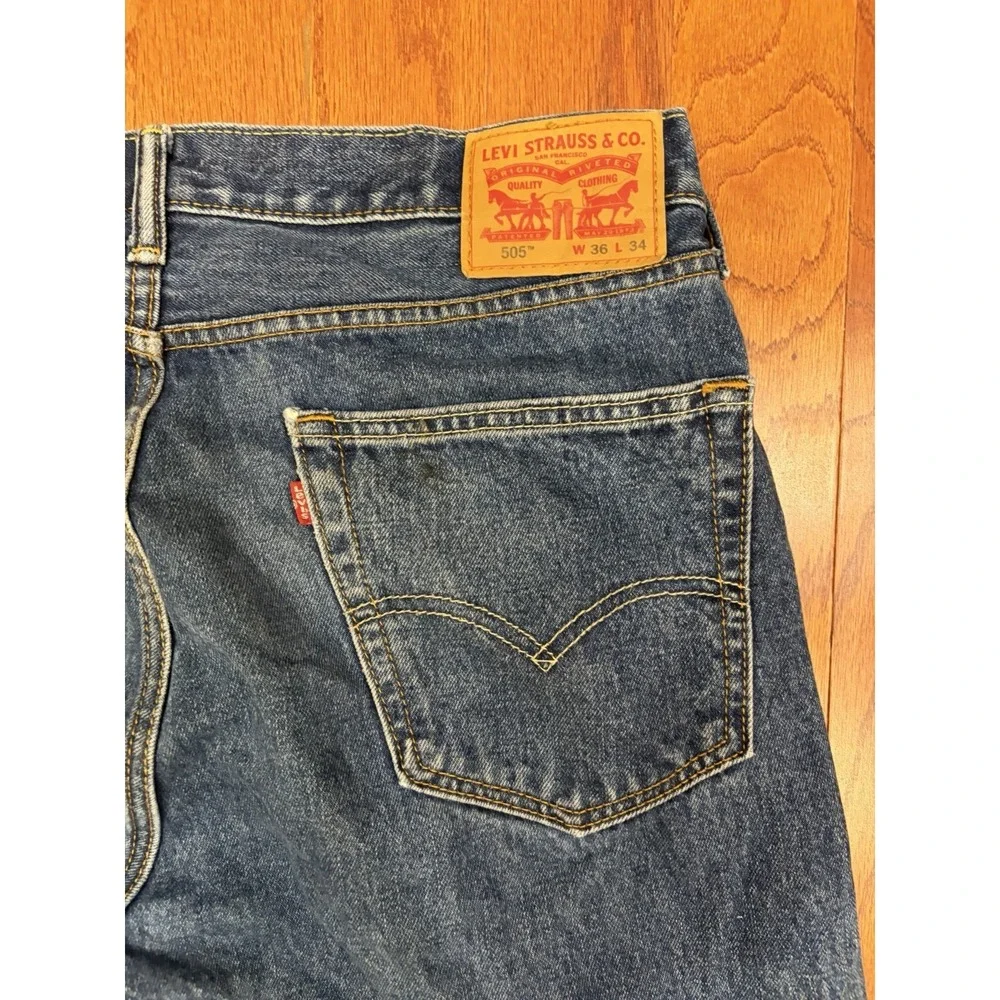 Levi's 505 Mens Straight Denim Jeans Size 36x34 Cotton Pants Stretch 2010's